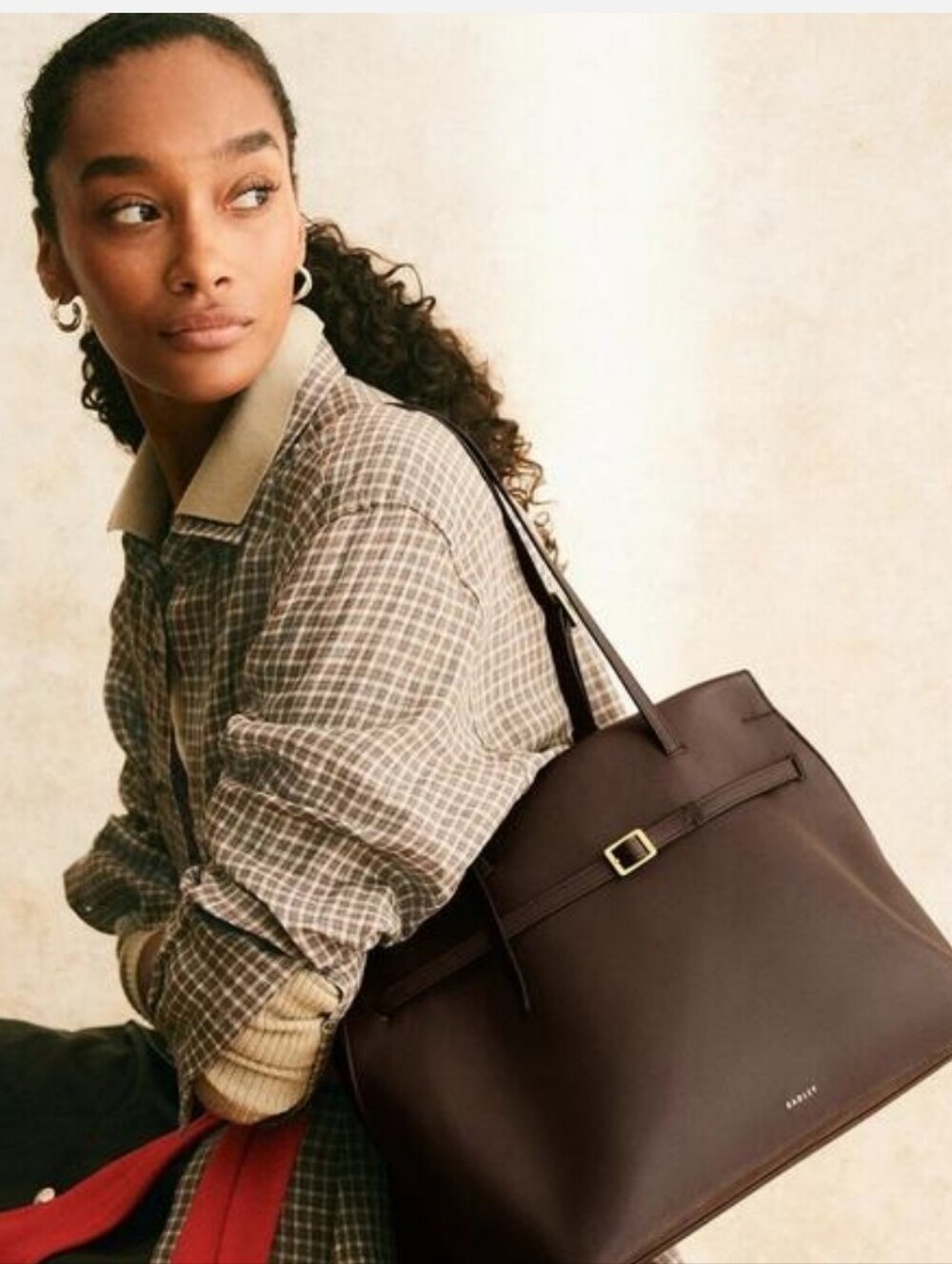 RADLEY LONDON Dark Brown Leather Tote with Slim Belt Detail - Picture 3 of 4